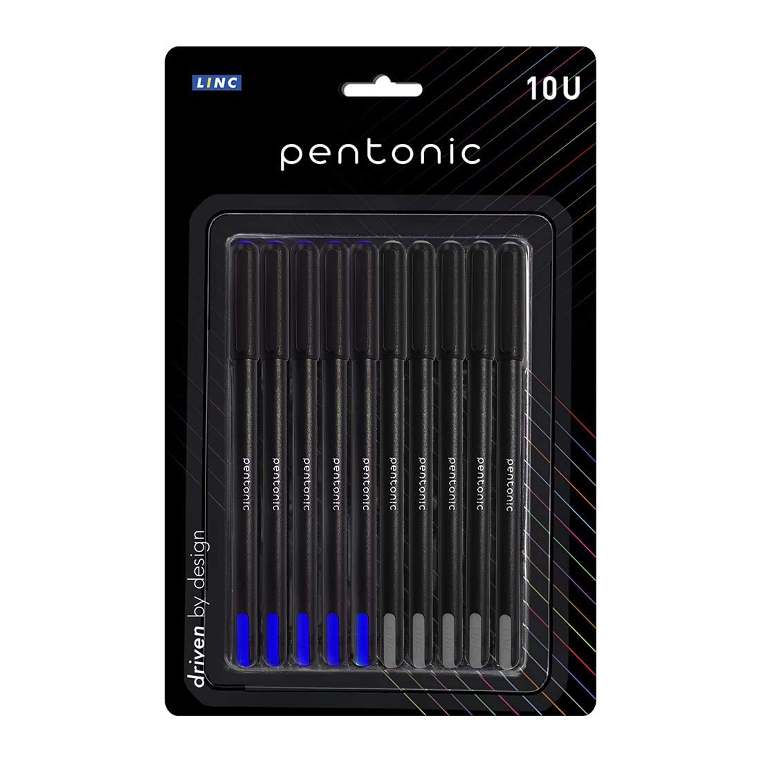 Linc Pentonic Ball Point Pen Blister Pack (0.7 Mm- Blue & Black Ink- Pack Of 10)
