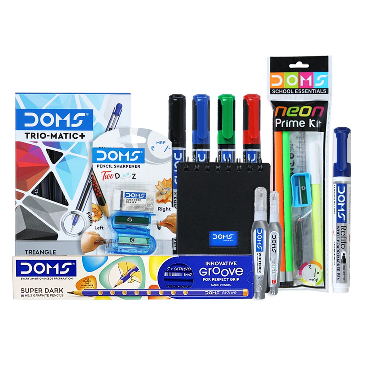 DOMS Office Smart Kit | Best for School, College & Office | 41 Assorted Items | Markers, Ball Pen, Graphite Pencil, Correction Pens, Pocket Dairy | DOMS Stationery | Stationery Items for Office