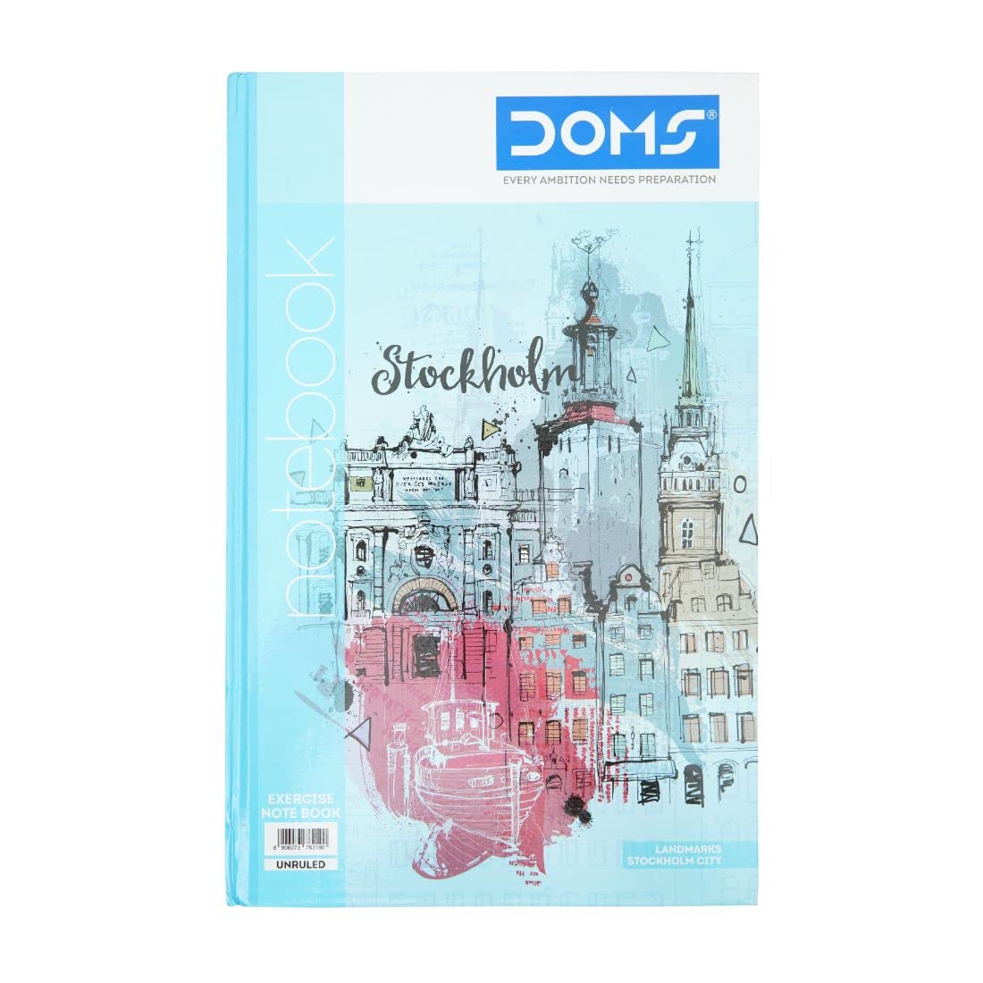 Doms Landmarks Series Hard Bound Notebook | Unruled, 400 Pages | 33 x 21 CM | Ideal for School, Home & Office | Pack Of 1 | Color & Design May Vary