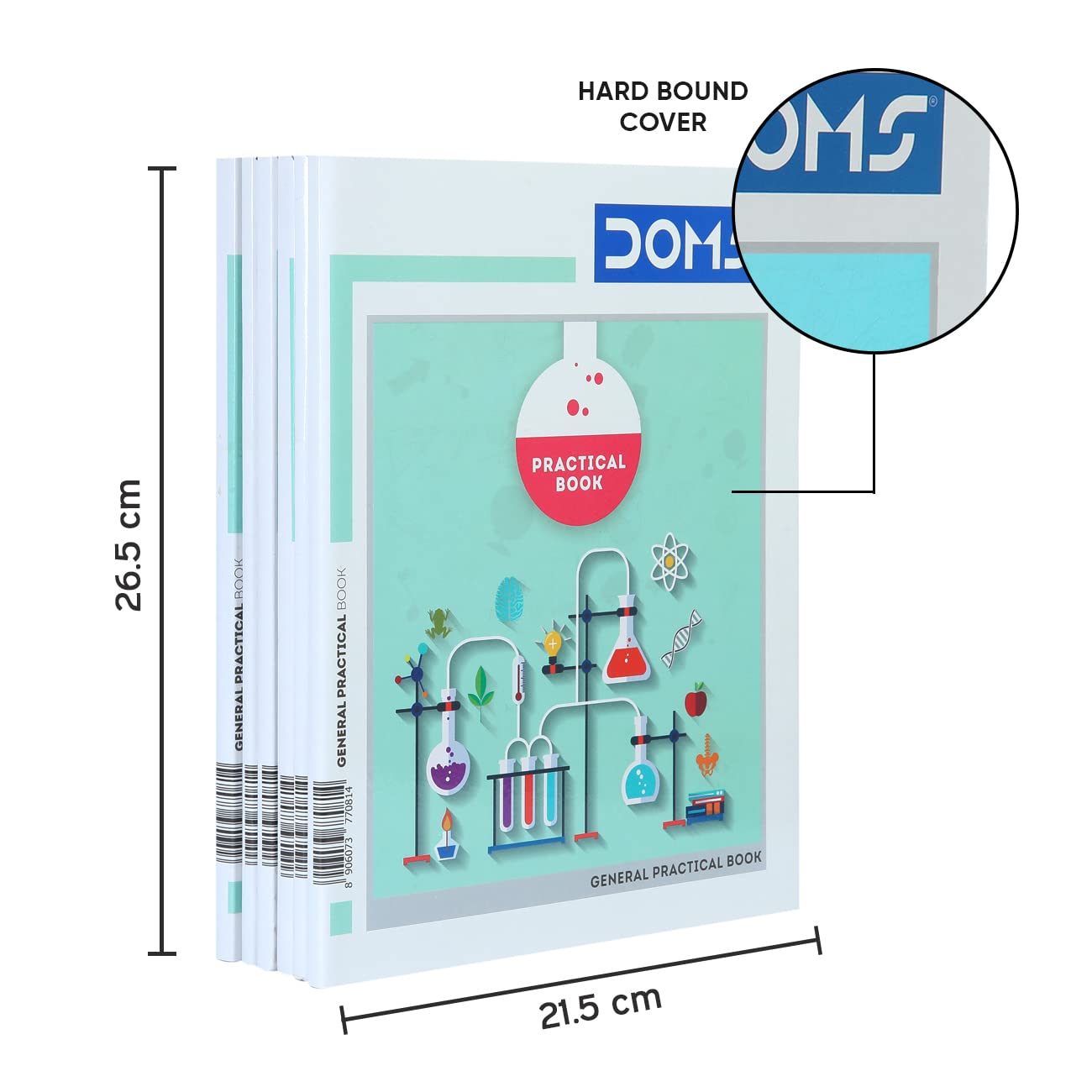 Doms Practical Book | One side Ruled and One Side Plain | 120GSM | 176 Pages | 21.5 x 26.5 cm | Pack of 3