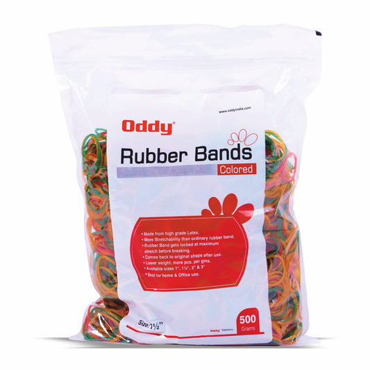Oddy Multicolor High Stretch Rubber Bands, 1.5 Inch Pack of 500 Grams - Ideal for Office/School/Home & Kitchen Application