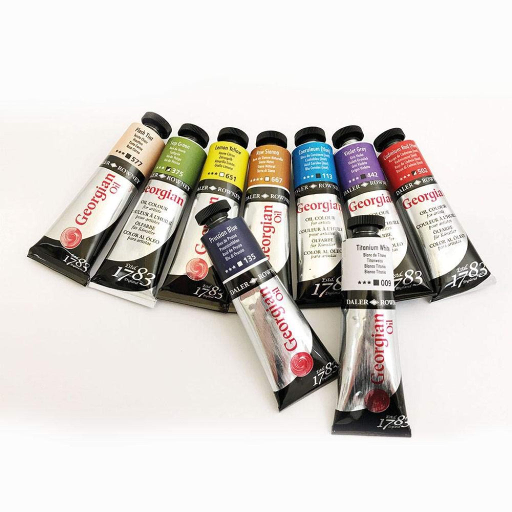 Daler-Rowney Georgian Oil Colour Studio Set With Brush (10X38Ml- Multicolor-910)