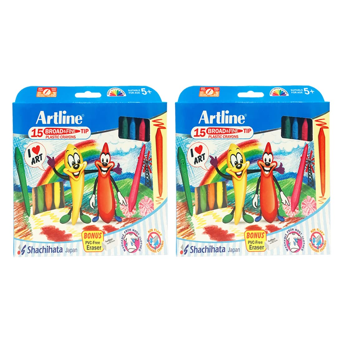 Artline Broad And Fine Tip Plastic Crayons