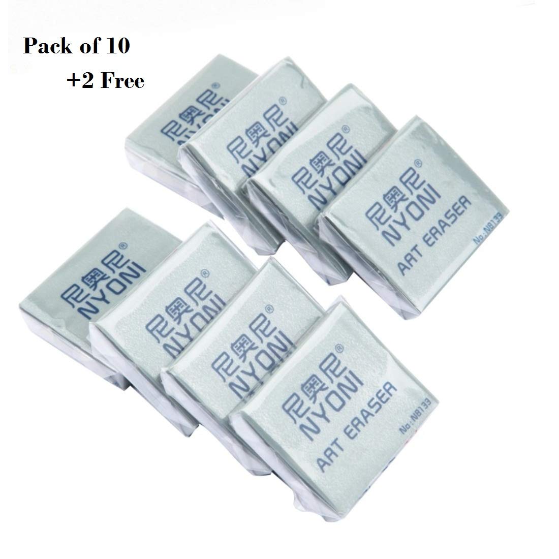 Ondesk Artics Artists' Soft Kneadable Eraser | Strong Adhesive Force | Essential For Lightening Or Correcting Chalk, Charcoal Or Graphite work | Perfect For Professional & Amateur Artists | Grey Color, Pack of 12