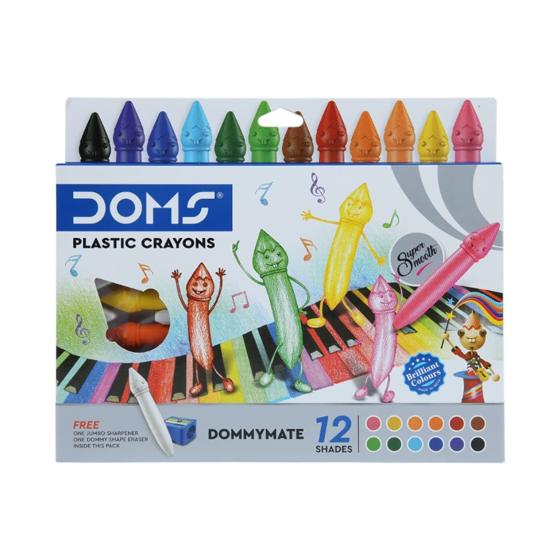 DOMS Dommymate Plastic Crayon 12 Shades (Set of 1- Multicolor)