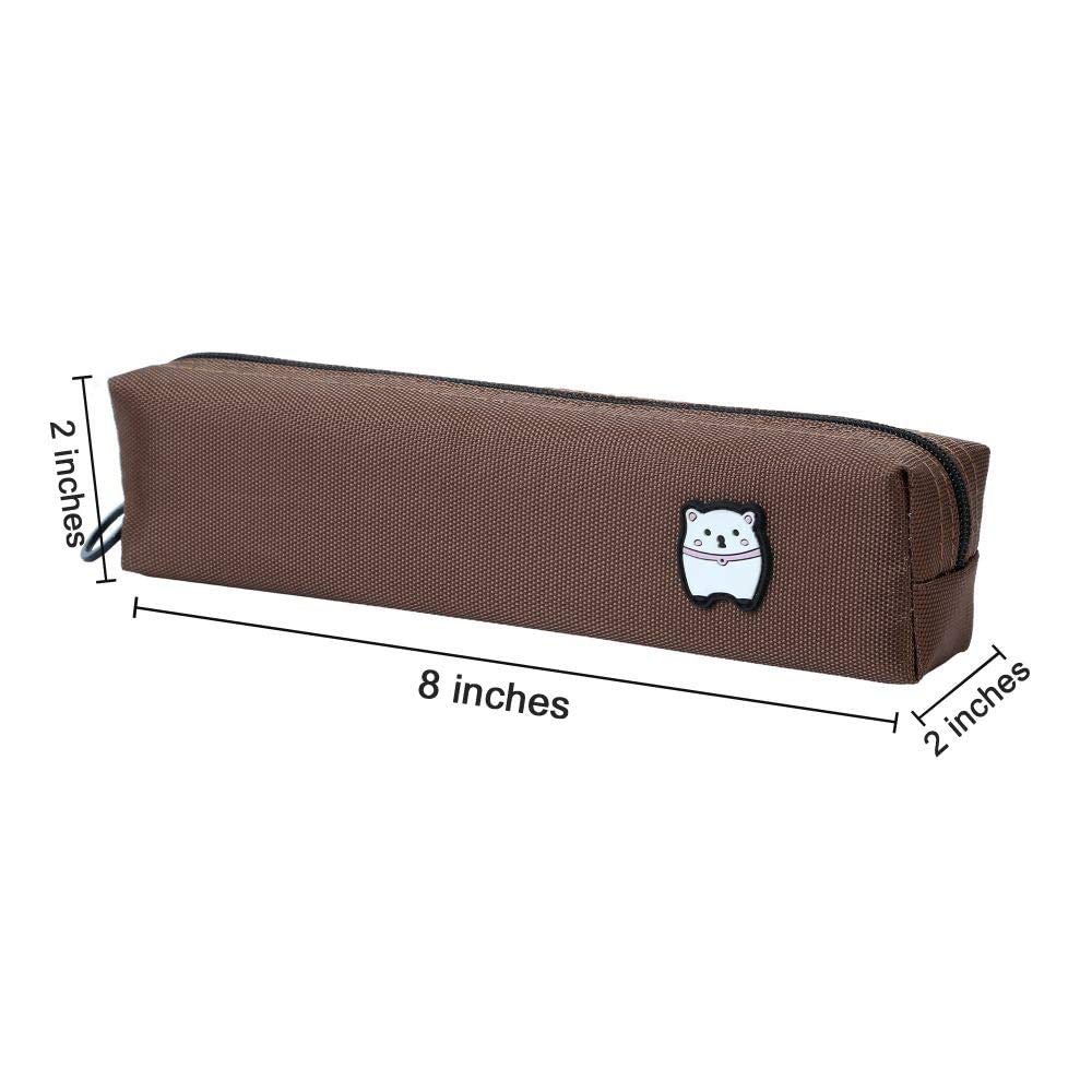 Ondesk Essentials Brown Cloth Pencil Pouch | Large Pencil Pen Case with Zipper Closure | Student School Supplies | Office Stationery Pen Storage Bag | Brown, Pack Of 1