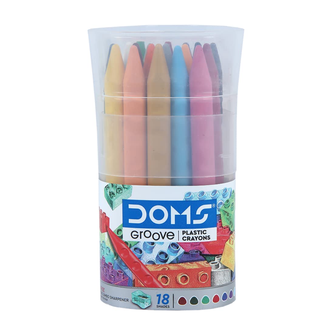 Doms Groove Plastic Crayon 18 Shades