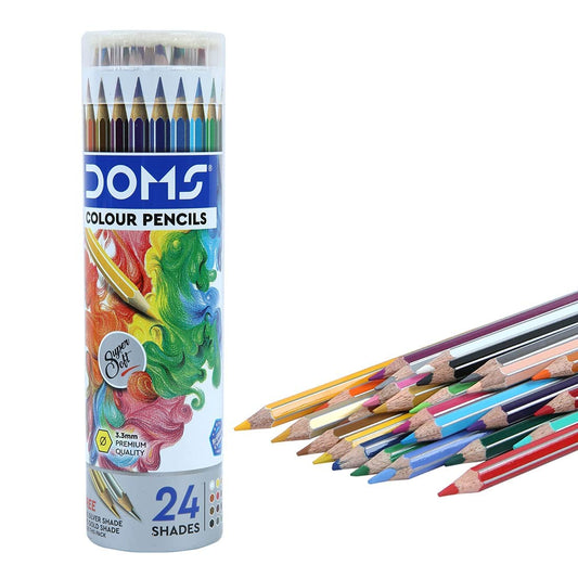 Doms Non-Toxic Colour Pencil Set In Round Tin Box  - 24 Assorted Shades