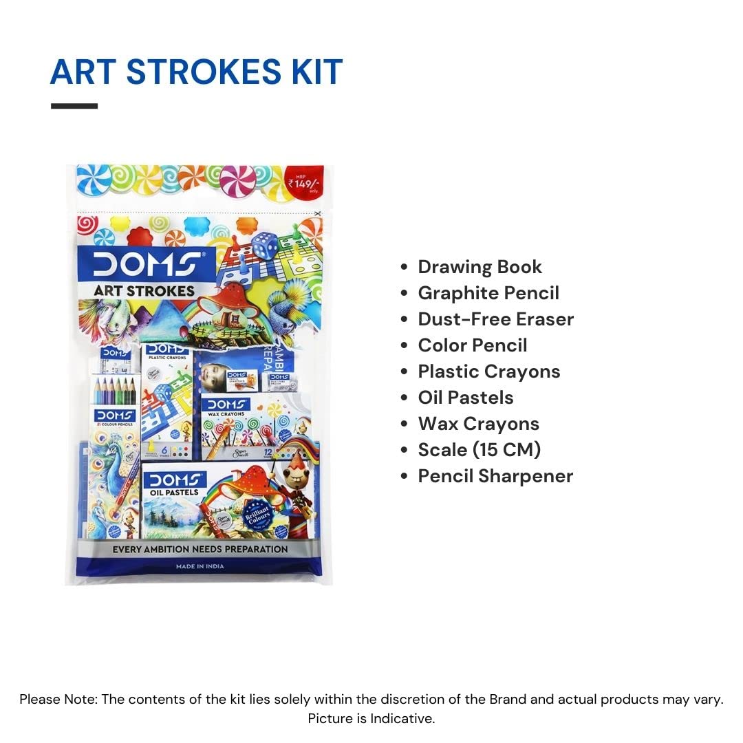 Doms Gifting Range For Kids Art Strokes Kit- Multicolour
