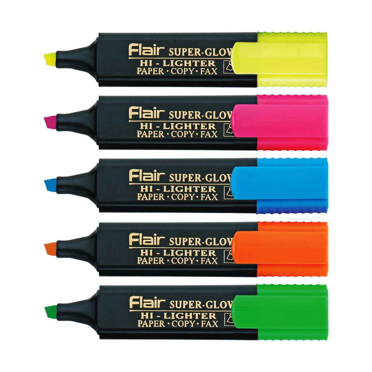 Flair 5 Shades Super Glow Highlighter Blister Pack - Assorted