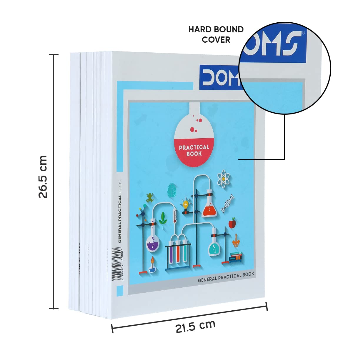Doms Practical Book | One side Ruled and One Side Plain | 120GSM | 84 Pages | 21.5 x 26.5 cm | Pack of 6