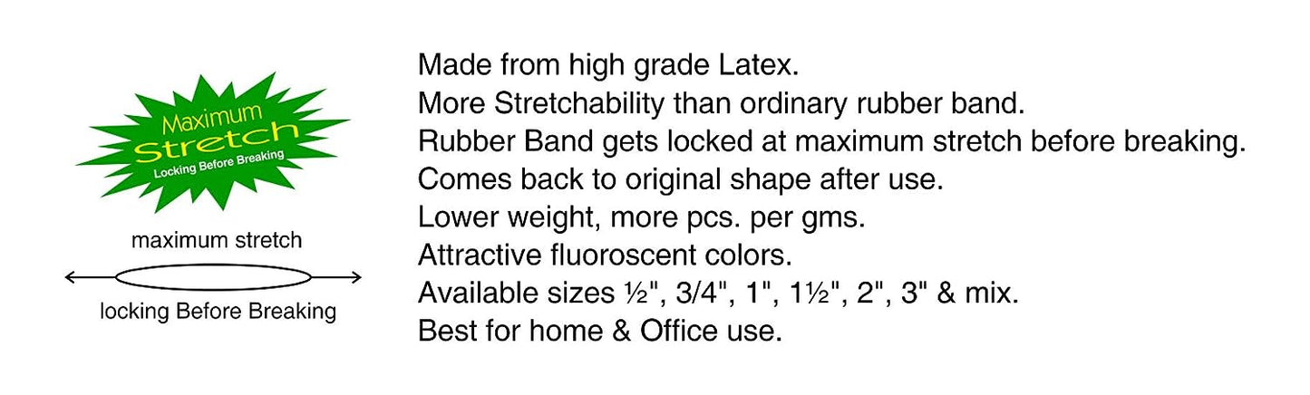 Oddy Colored Maximum Stretch Rubber Bands 1 1/2"- 50 Grams. (Set of 4 Dibbi)