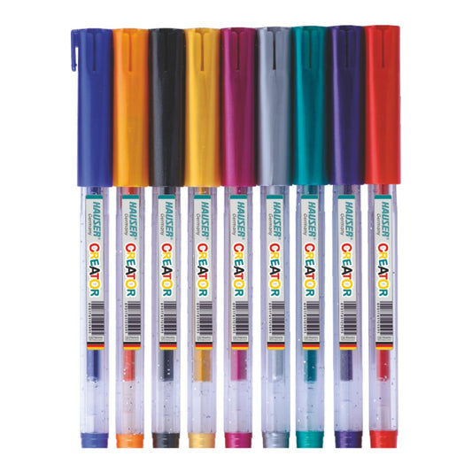 Hauser Creator Glitter Gel Pen - 10 Vibrant Colours
