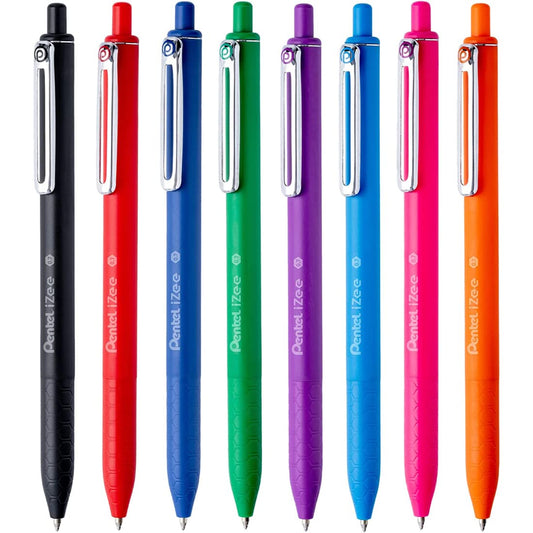Pentel BX467 0.7mm IZee Retractable Ball Point Pen - Blue Ink, Pack of 8
