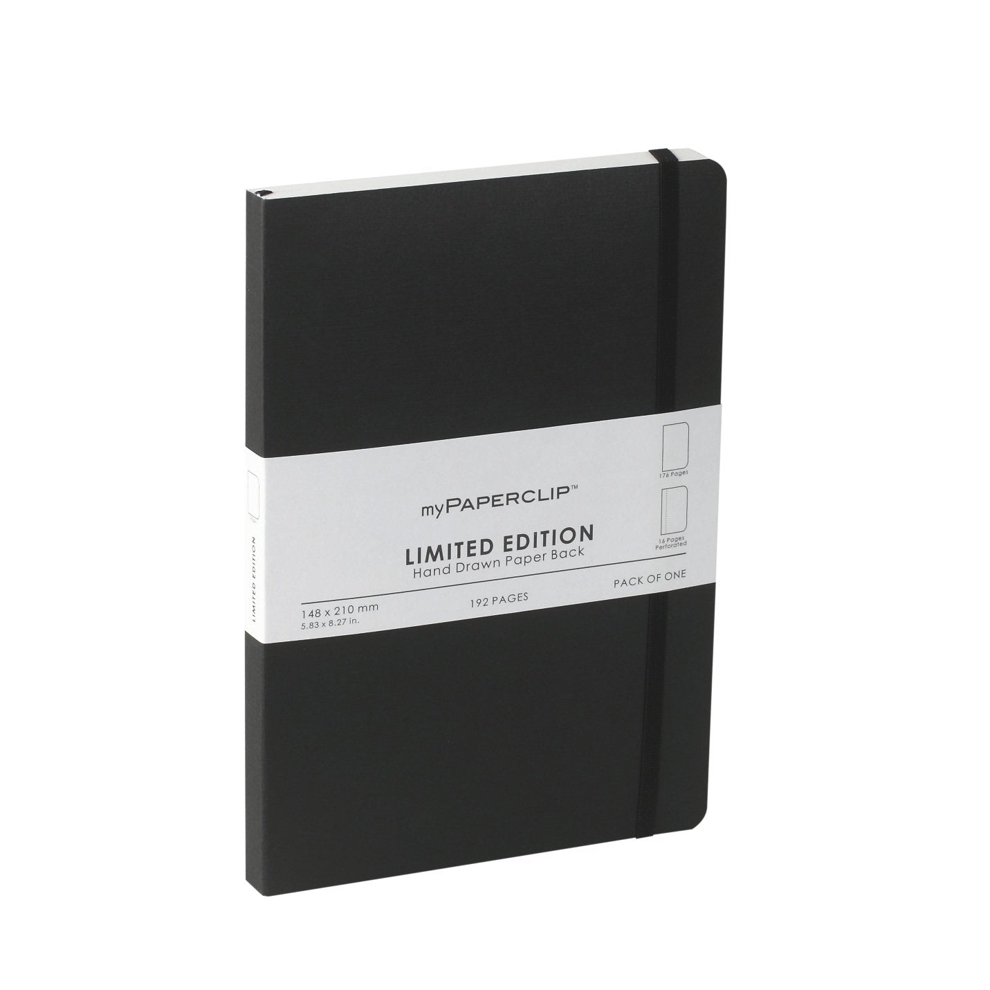 Mypaperclip Limited Edition 192 (176 Plain + 16 Perforated) Pages Notebook, A5 (148 X 210 Mm, 5.83 X 8.27 In.) Lep192A5-P Black