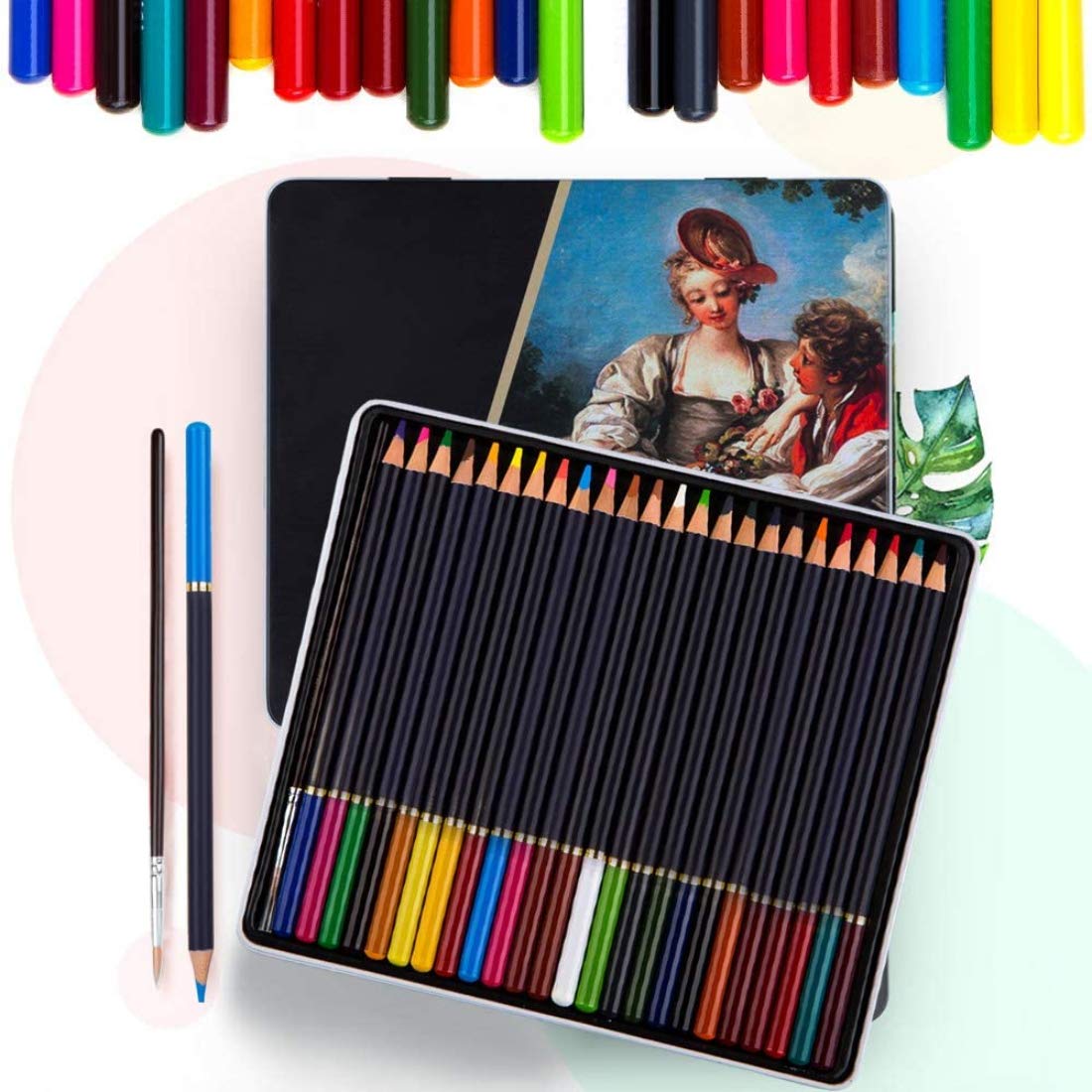 Ondesk Artics Artists' Fine Art Watercolour Pencil Set Tin Box Of 24 Assorted Shades | Perfect For Artists', Professionals & Students| Ideal For Sketching, Painting, Drawing, Shading & Illustrations