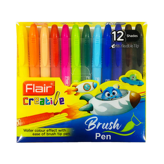 Flair Creative Brush Pen With Flexible Tip - 12 Assorted Colors