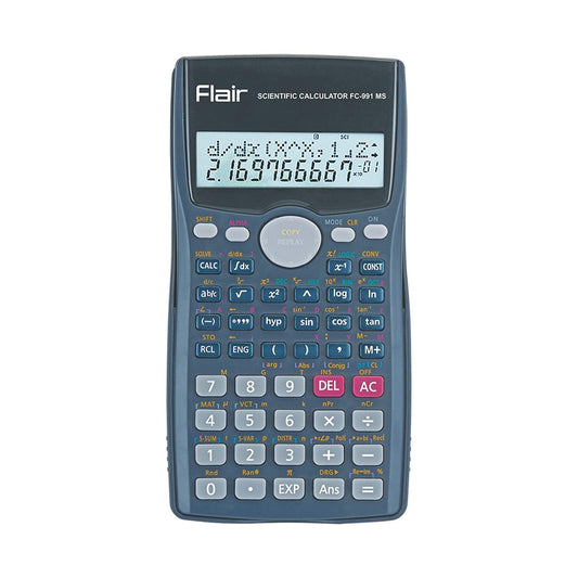 Flair FC-991 MS Scientific Calculator | 401 Functions with 40 Scientific Calculations | Two Line Display | Data Editor, Statistics & Standard Deviations | Pack of 1