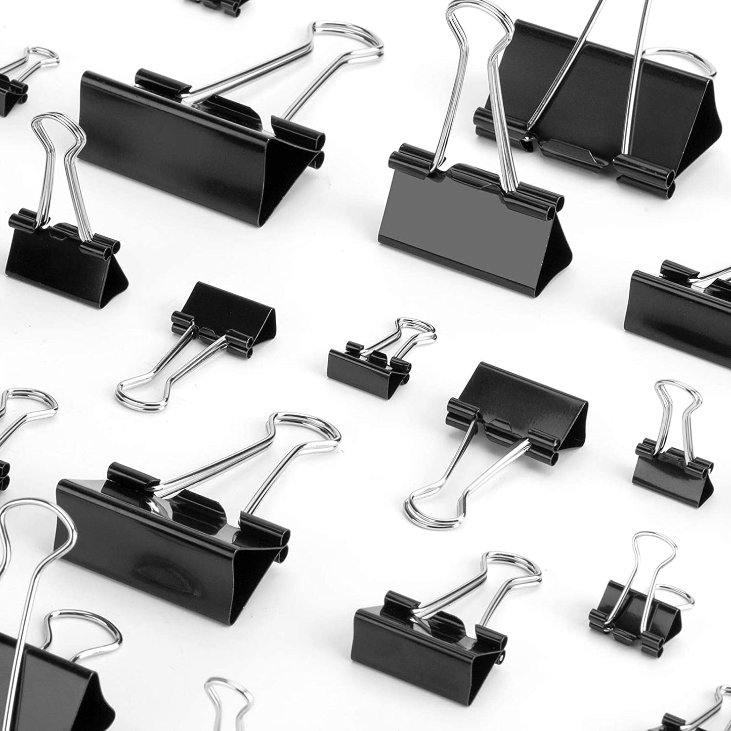 Ondesk Essentials Paper Binder Clips Assorted 84Pieces (24Pieces of 15MM, 24Pieces of 19MM, 24Pieces of 25MM and 12Pieces of 32MM) Black for Holding Loose Papers for School, Office & Home Use