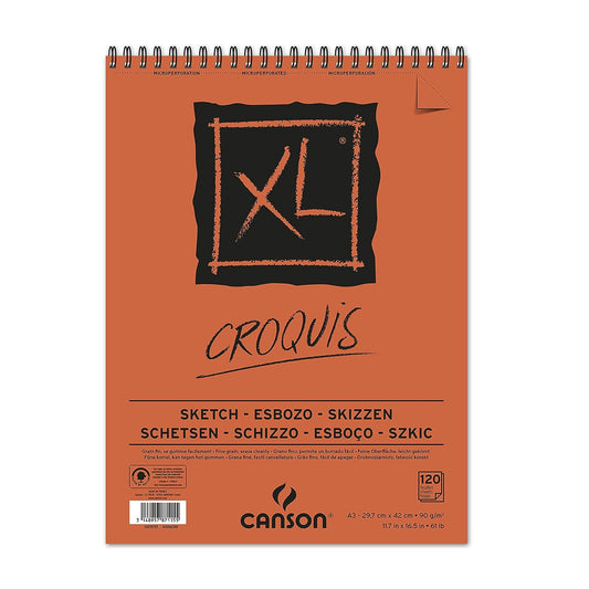 Canson XL Croquis 90 GSM Fine Grain A3 Paper Spiral Pad(Ivory, 120 Sheets)