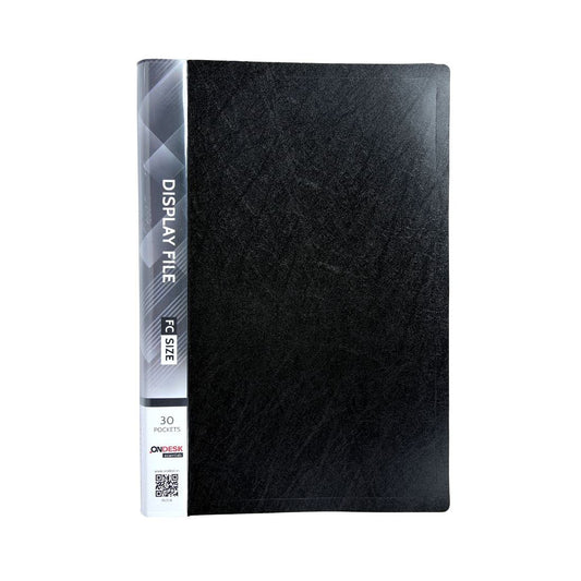 Ondesk Essentials FC Presentation Display Book Plastic File 30 Pockets (Black, Pack of 1)