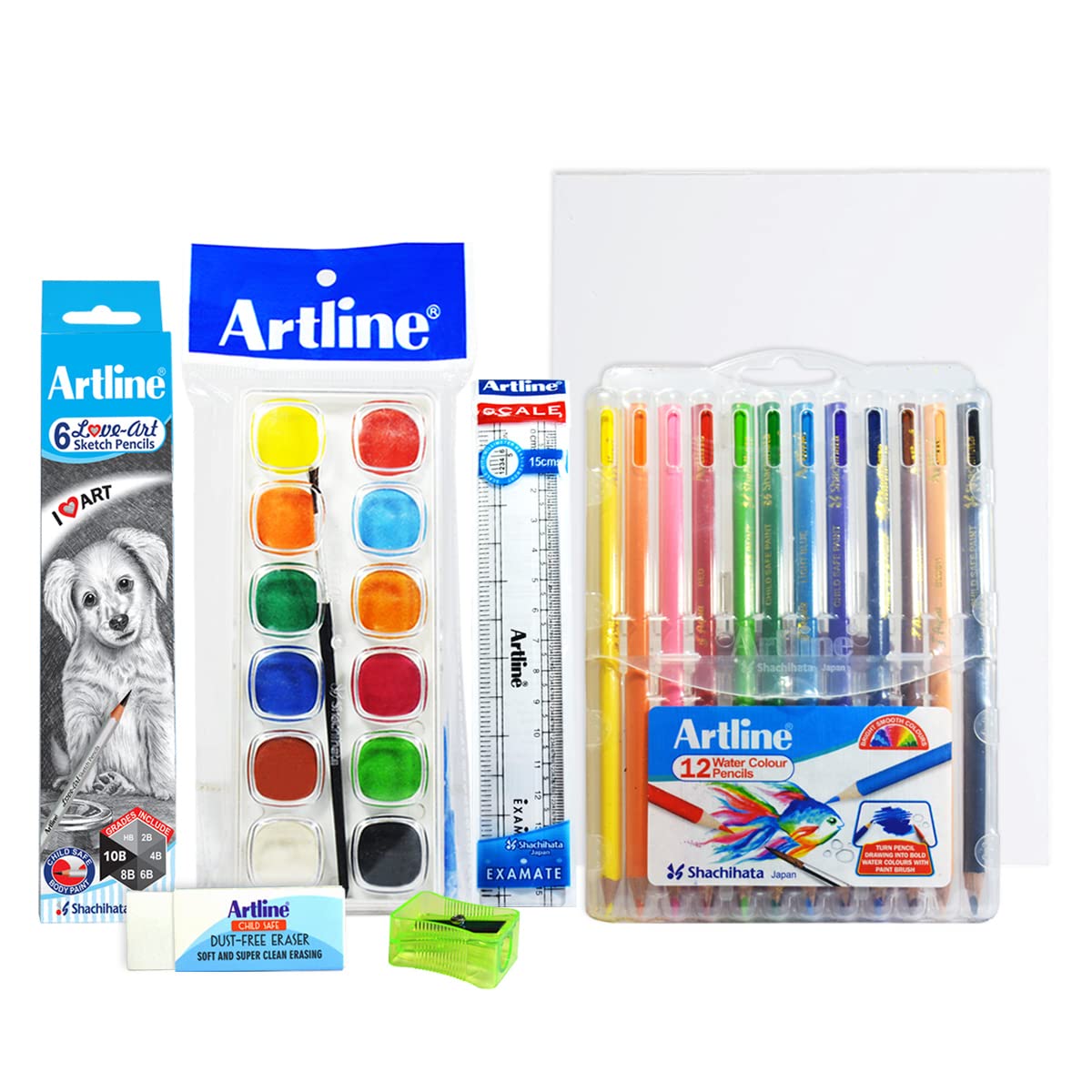 Artline Painting Kit | Drawing Stationery Kit | Free Watercolor Paper | 7 Assorted Items