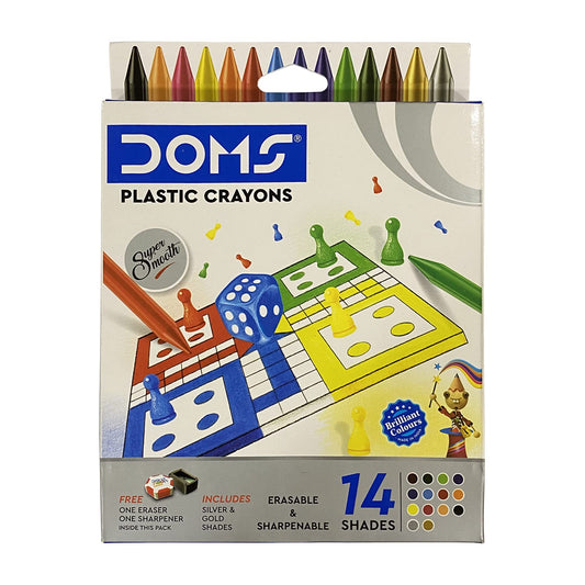 Doms Plastic Crayons 14 Shades Box Pack