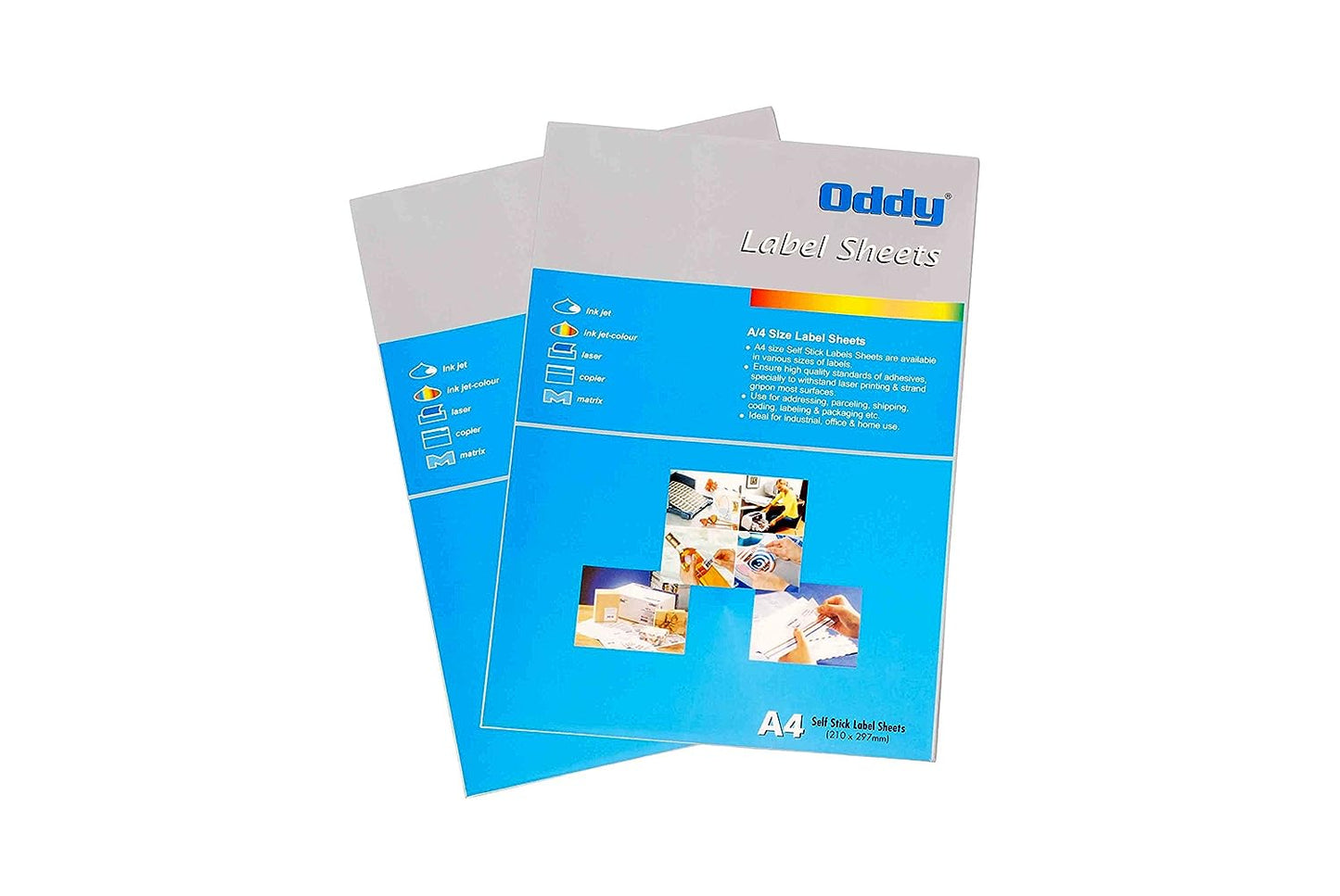 Oddy A4 Paper Label Stickers for Laser & Inkjet Printers | 14 Labels per Sheet - Pack of 100 Sheets | for Shipping, Address, Folders, Industrial use