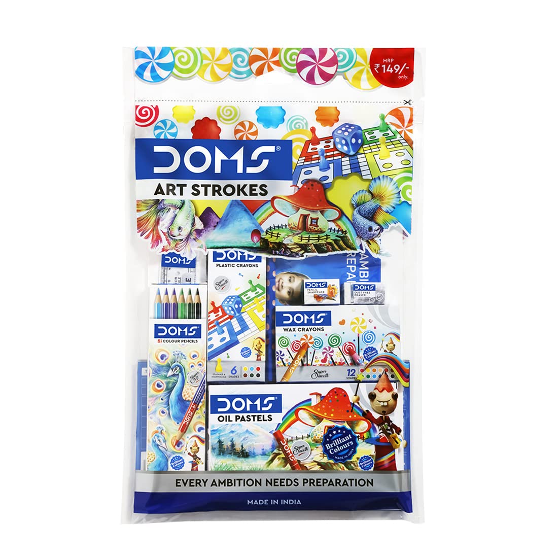 Doms Gifting Range For Kids Art Strokes Kit- Multicolour