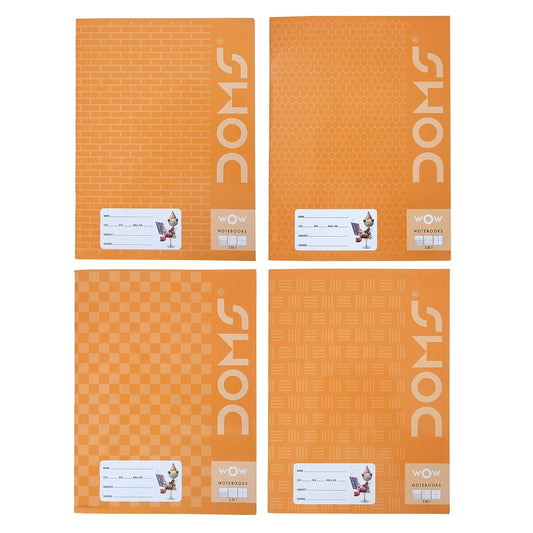 Doms Brown Cover Notebook | 3 In 1 (Dl/Rb/M.Sq) | Ruled | 57GSM | 172 Pages | 18 x 24 cm | Pack of 6