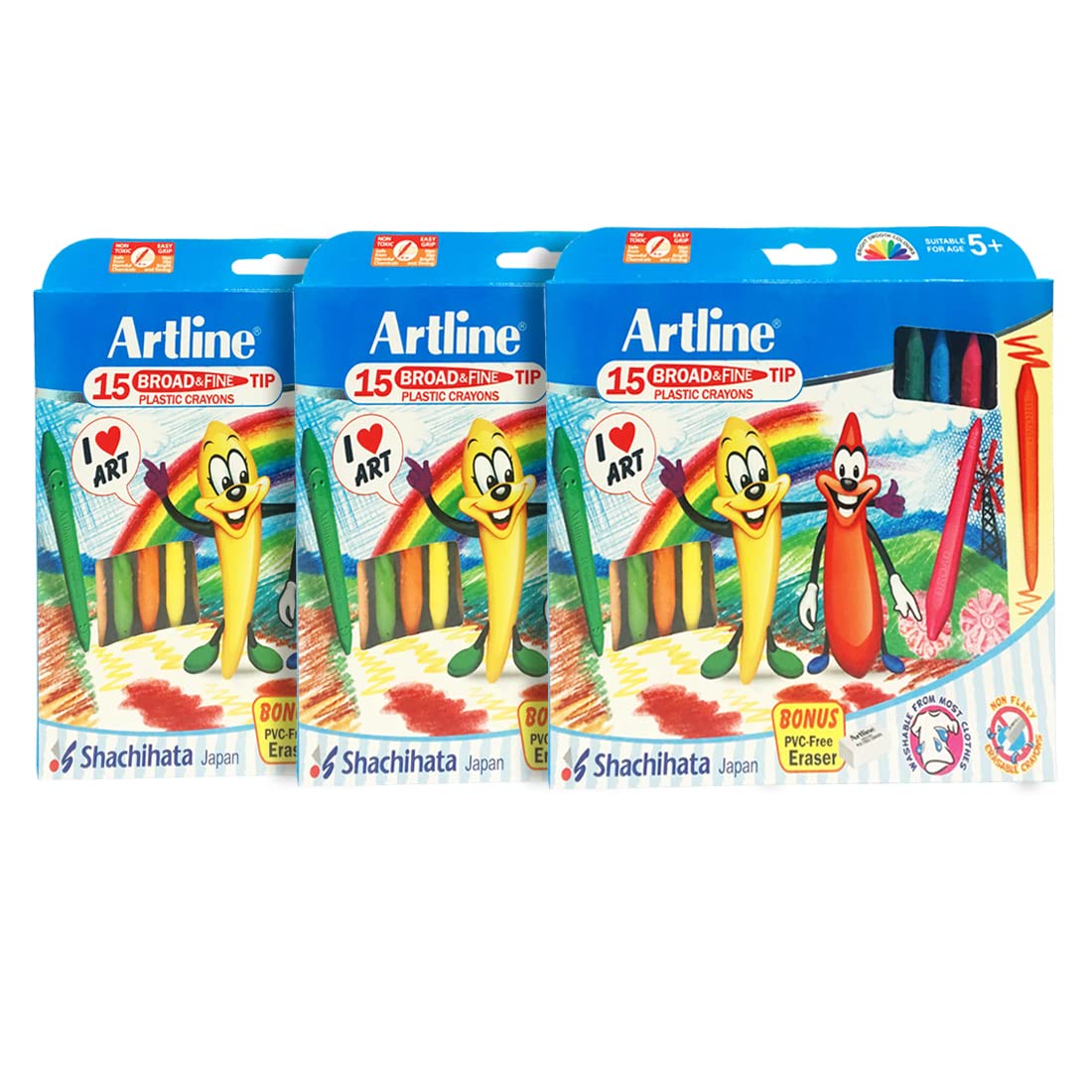 Artline Broad And Fine Tip Plastic Crayons