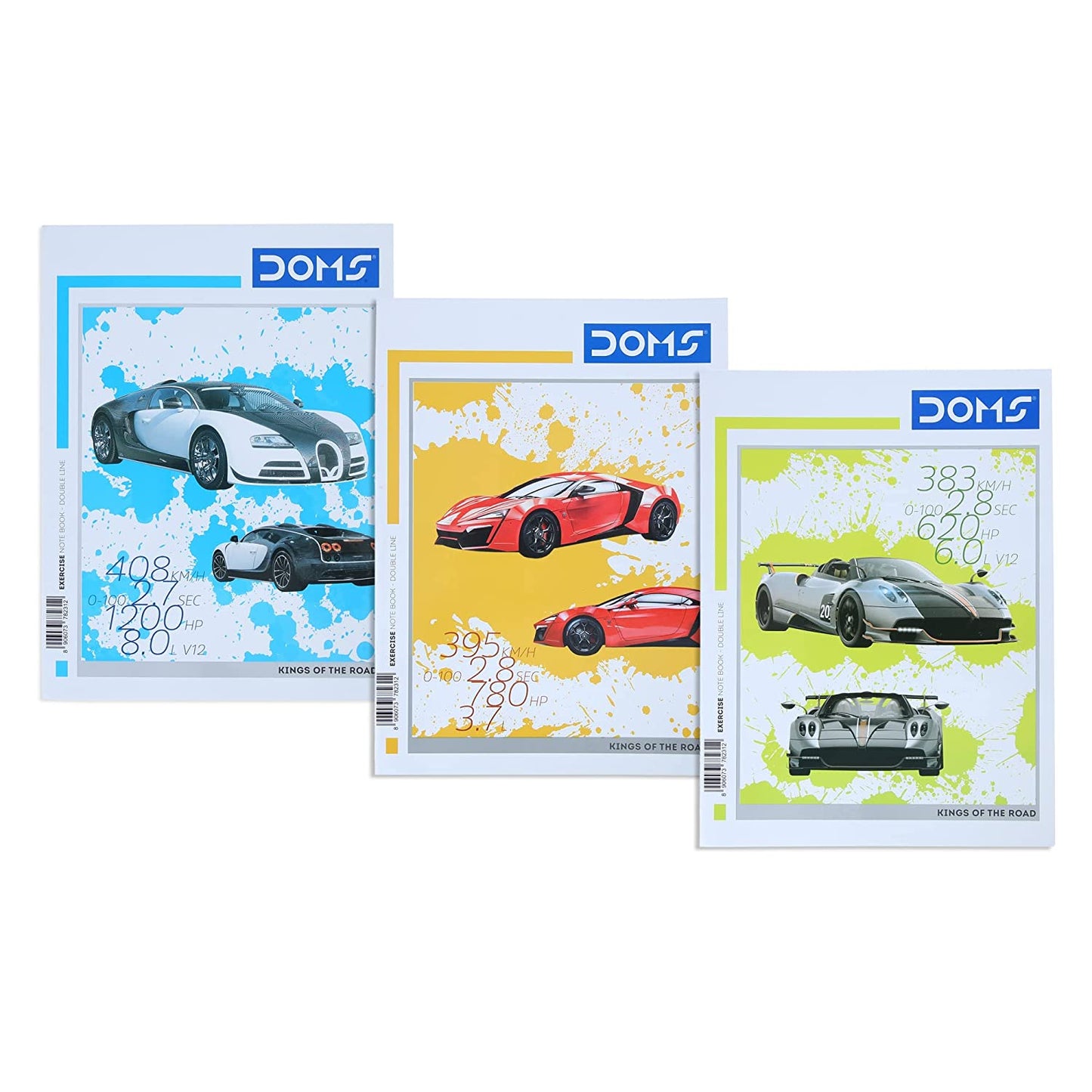 Doms Kings Of The Road Series Notebook | Double Line | 57Gsm | 172 Pages | 18 X 24 Cm | Pack Of 1 | For School- College And Office Use