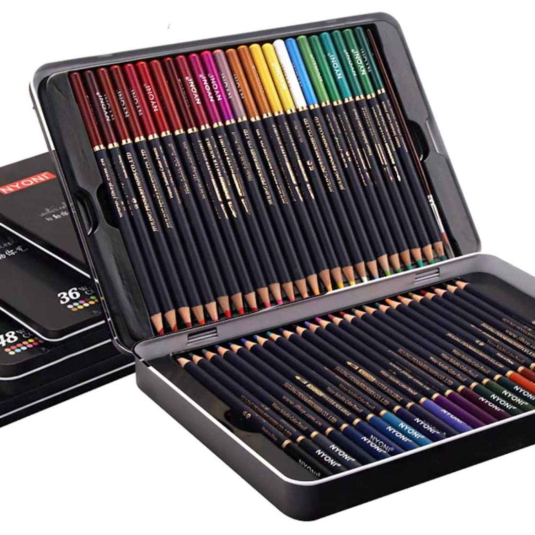 Ondesk Artics Artists' Fine Art Watercolour Pencil Set Tin Box of 48 Assorted Shades | Perfect For Artists', Professionals & Students| Ideal For Sketching, Painting, Drawing, Shading & Illustrations