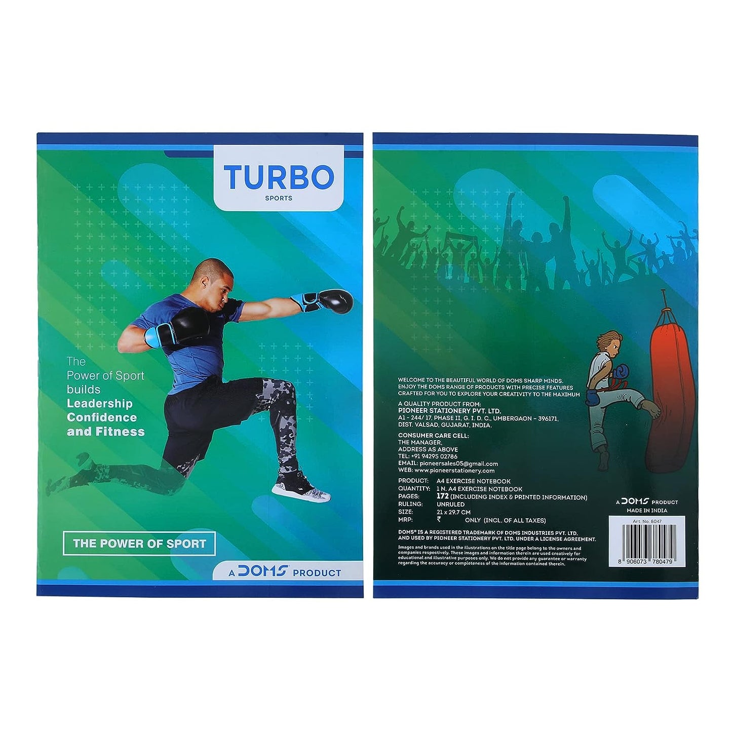 Doms The Power Of Sport Series Turbo Notebook | A4 | Unruled | 57GSM | 172 Pages | 21 x 29.7 cm | Pack of 3