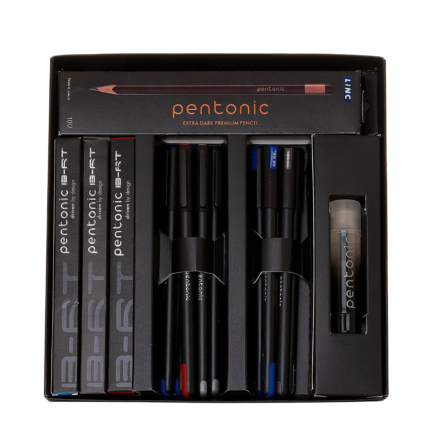 Pentonic Smart Kit - 3 B-RT Pens, 5 Ball Pens, 5 Gel Pens, 1 Glue &10 Wooden Pencils , Pack of 5