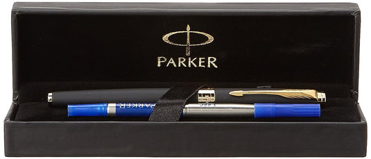 Parker Aster Gold Trim Roller Ball Pen | Body Color - Black | Ink Color - Blue