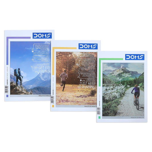 Doms Health Is Wealth Series Notebook | A4 | Unruled | 57GSM | 172 Pages | 21 x 29.7 cm | Pack of 3