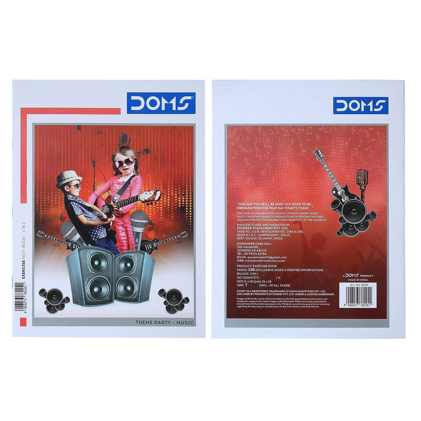 Doms Theme Party Series Notebook | 3 In 1 | Rulled and Plain | 57GSM | 120 Pages | 18 x 24 cm | Pack of 6