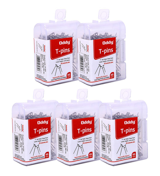 Oddy T-Shaped Pins in See Through Plastic Dibbi Pack 45gm (Set of 5)