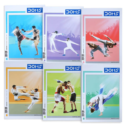 Doms Martial Arts Series Notebook | A4 | Single Line | 57GSM | 108 Pages | 21 x 29.7 cm | Pack of 12