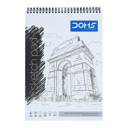 Doms Wiro Binding Notebook | Sketch Pad | Plain | 150GSM | 72 Pages | 21.0 x 29.7 cm | Pack of 1