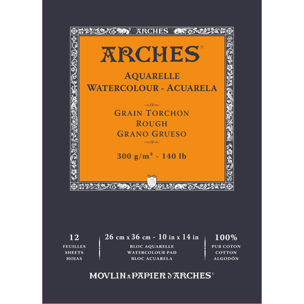 Arches Watercolour 300 Gsm Rough Natural White 26 X 36 Cm Paper Pad- 12 Sheets