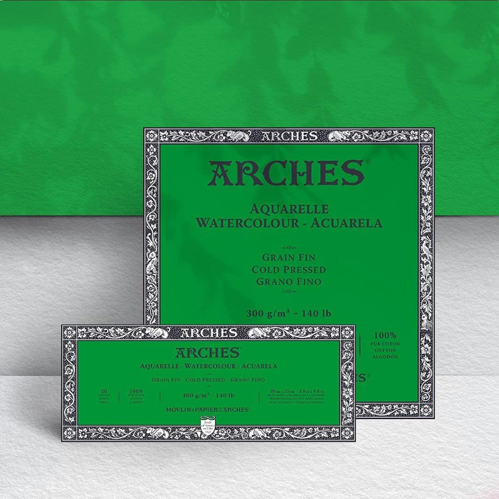 Arches Watercolour 300 Gsm Cold Pressed Natural White 18 X 26 Cm Paper Blocks- 20 Sheets