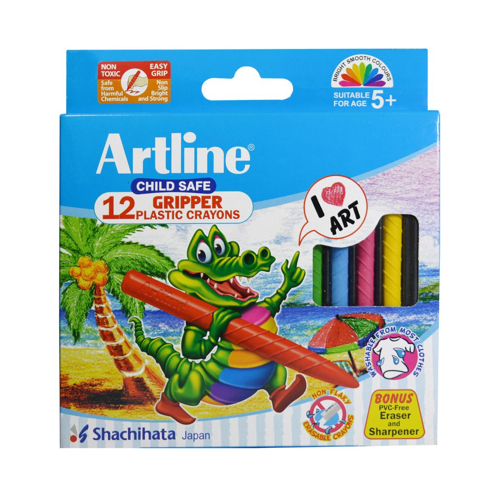 Artline Gripped Plastic Crayons Pack Of 12