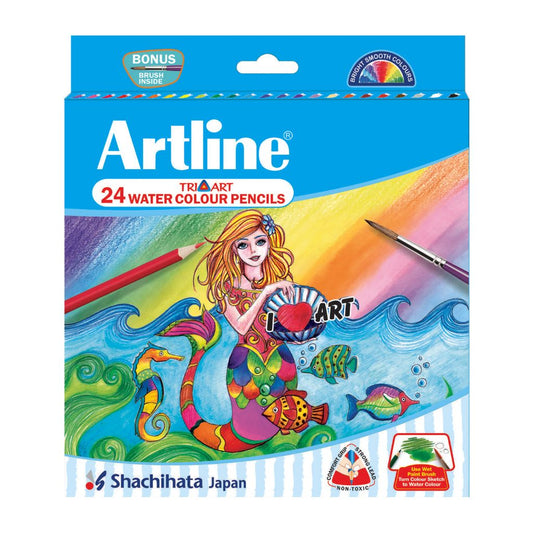 Artline Triangular Water Colour Pencil Pack Of 24 - 7"