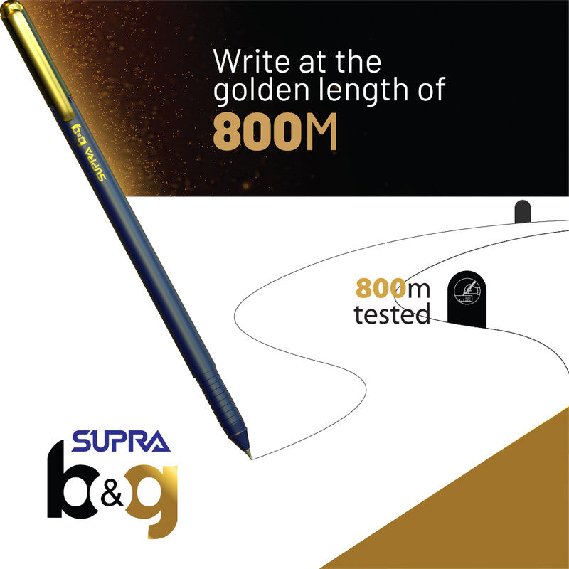 Supra B&G 0.7mm Ball Point Pen Card Pack | Black Ink, Set Of 10