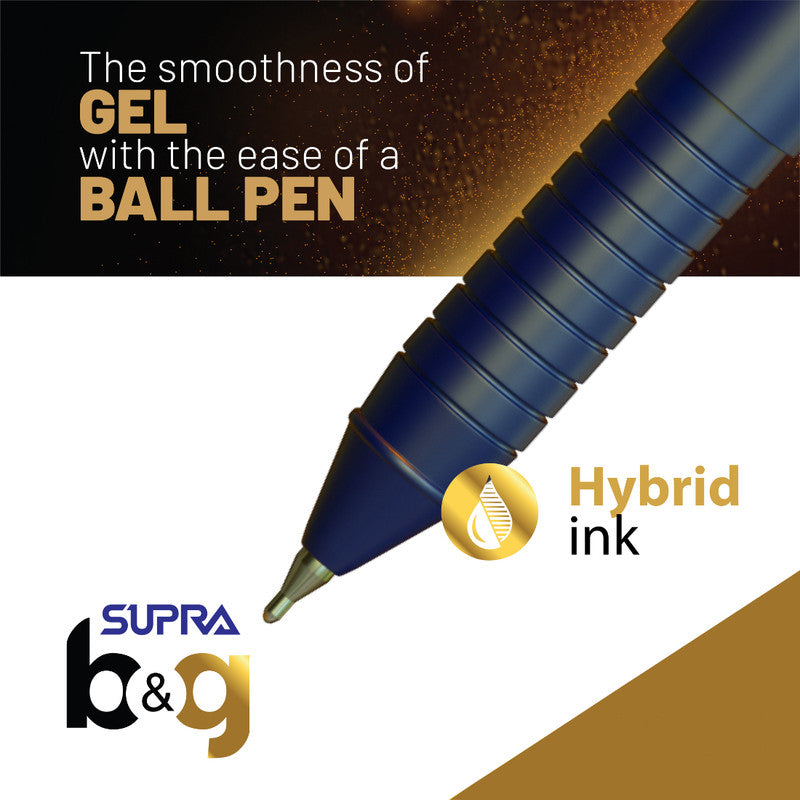 Supra B&G 0.7mm Ball Point Pen Card Pack | Black Ink, Set Of 10