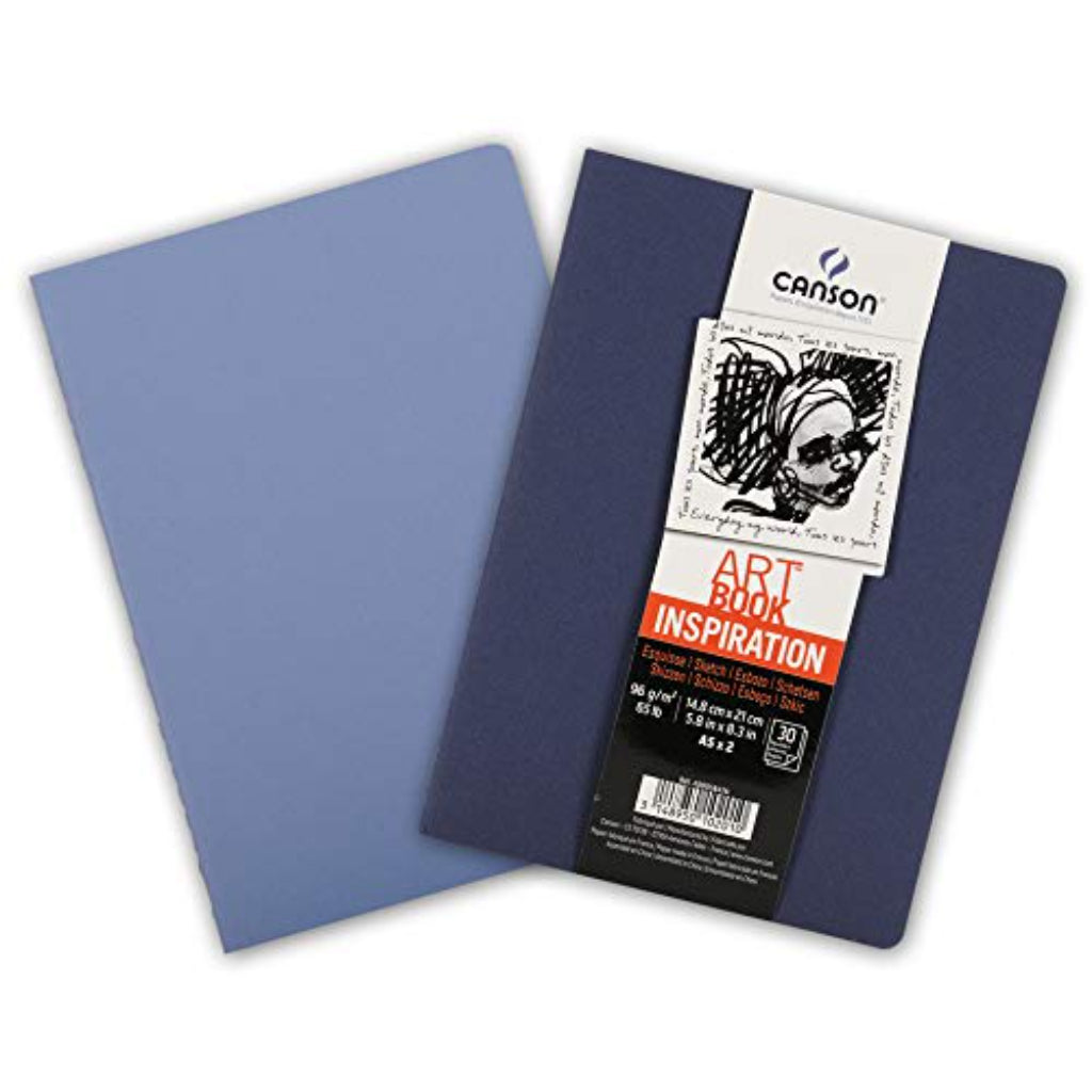 Canson Inspiration Art Book - 30 Sheets - 96Gsm - 5.8" X 8.3" (14.8 X 21Cm) - A5 - Indigo + Light Blue