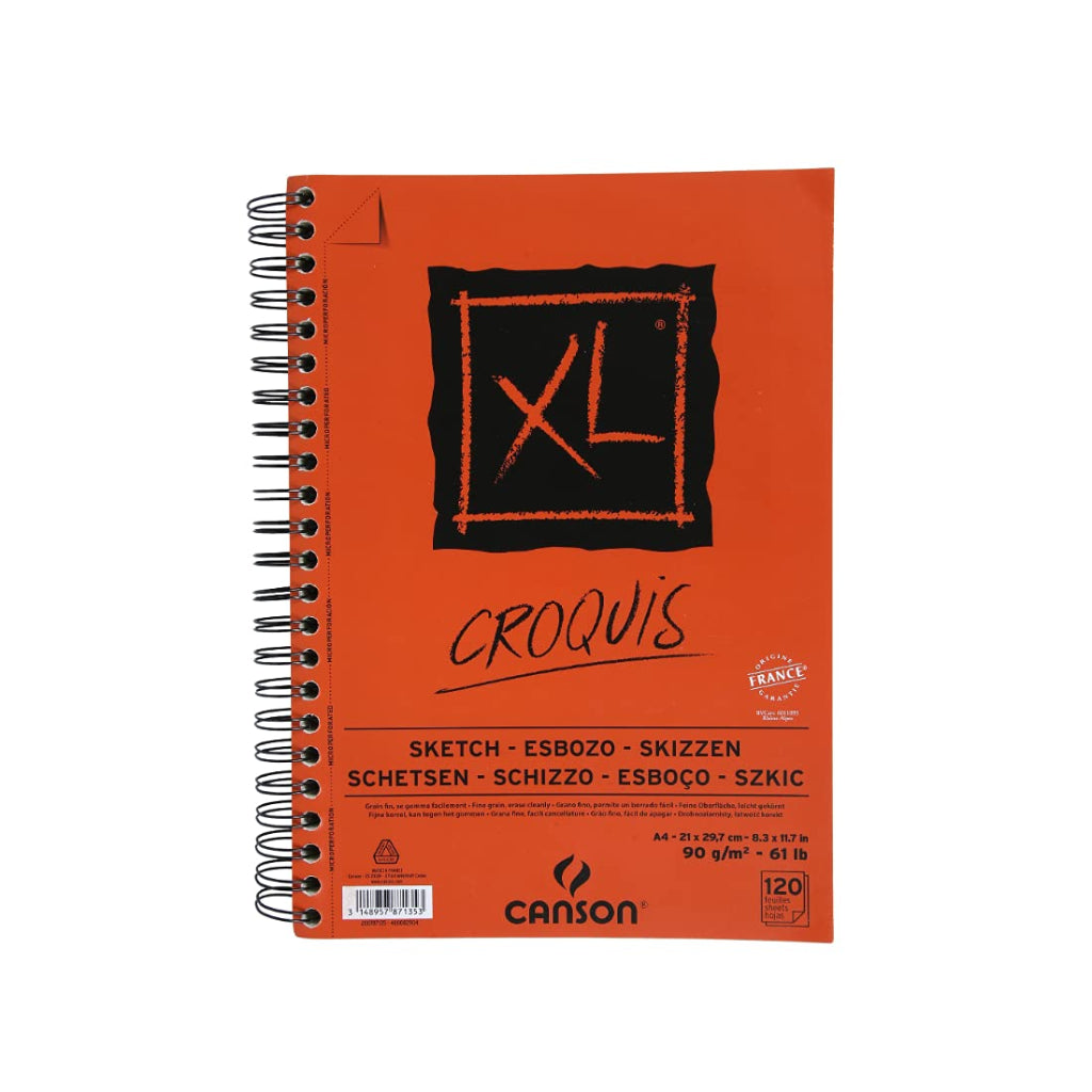 Canson Xl Croquis 90Gsm Fine Grain A4 Paper Spiral Pad(Ivory- 120 Sheets)
