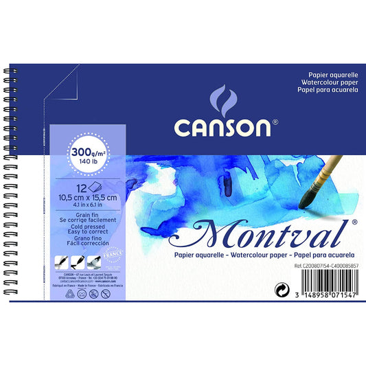 Canson Montval 300 Gsm 10.5 X 15.5 Cm Album Of 12 Fine Grain Sheets